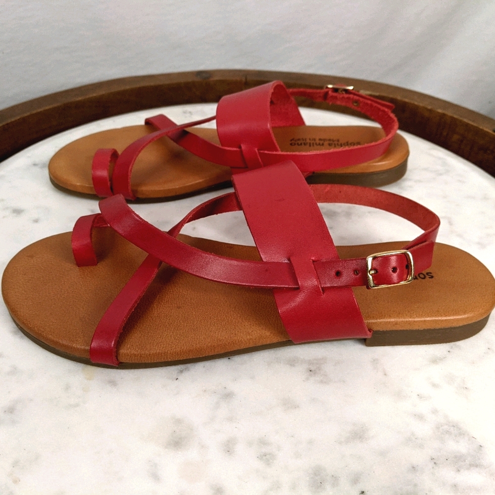 Red Strappy Sandals - Picture 7 of 9